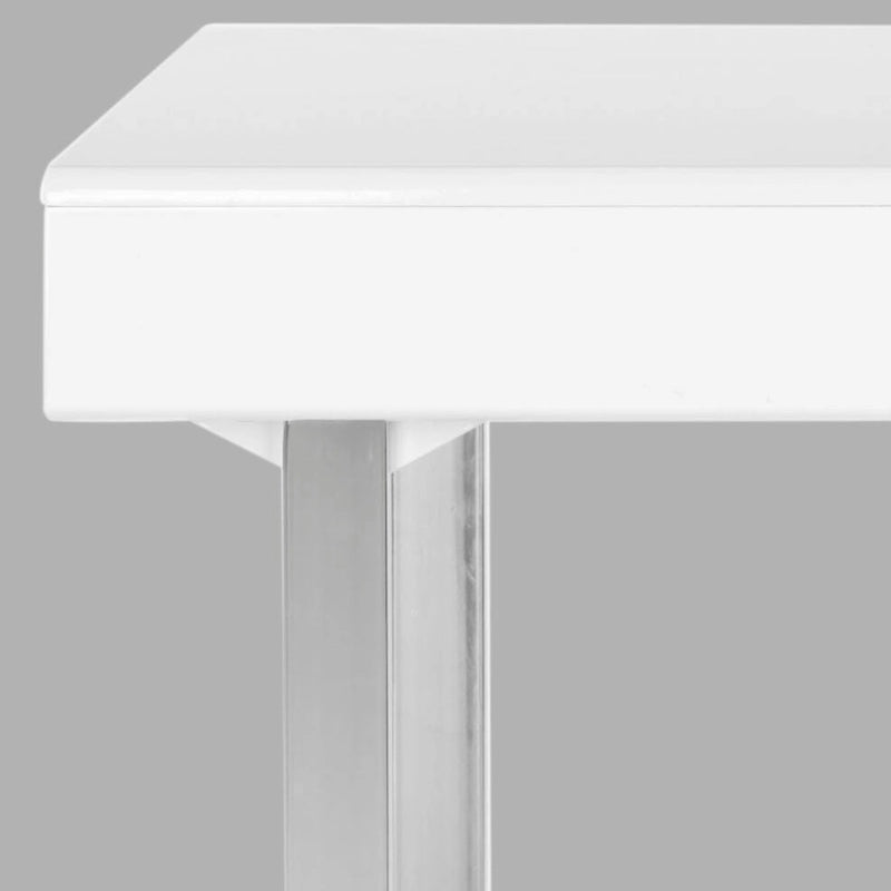 Glam Home Office Desk Flip-Top Storage Compartment Chrome Legs White