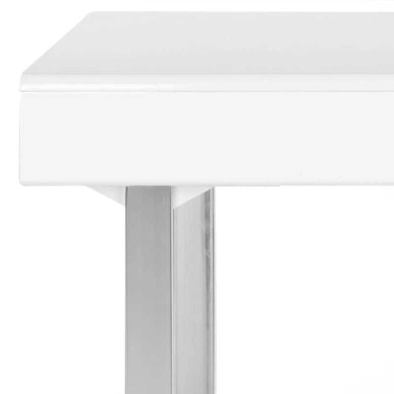 Glam Home Office Desk Flip-Top Storage Compartment Chrome Legs White