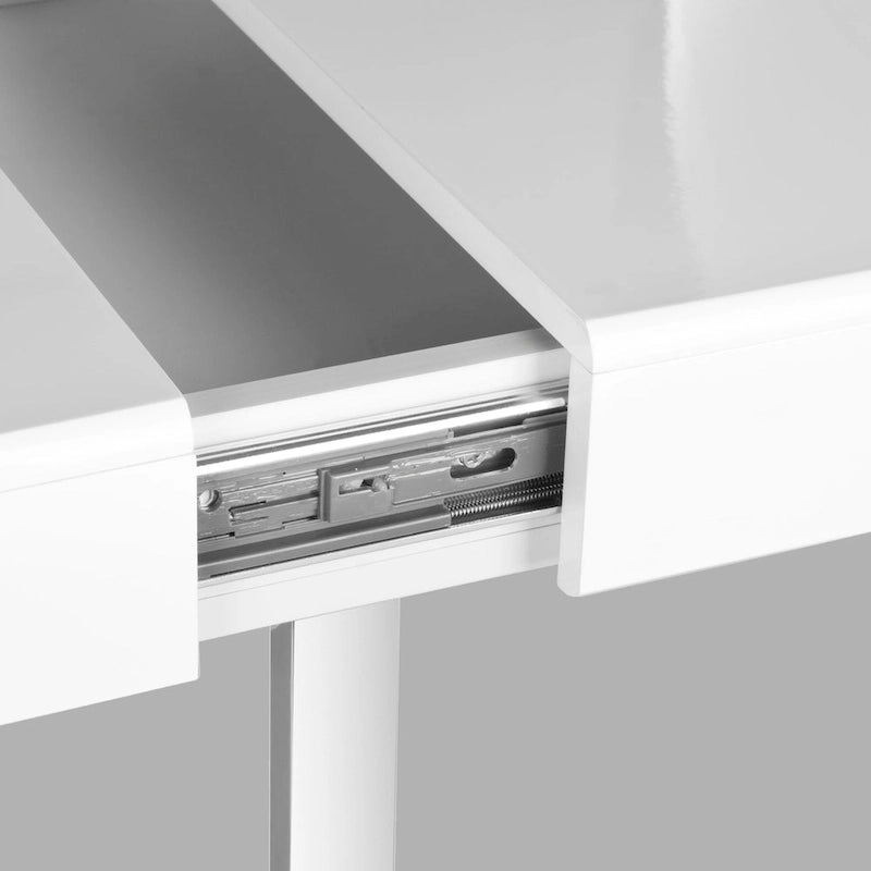 Glam Home Office Desk Flip-Top Storage Compartment Chrome Legs White
