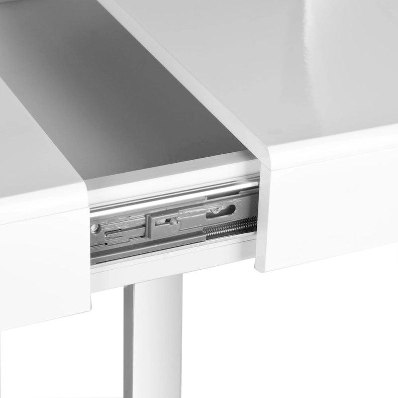 Glam Home Office Desk Flip-Top Storage Compartment Chrome Legs White