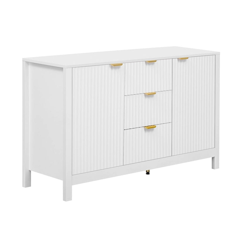 Modern Entryway Storage Cabinet 3 Drawers Soft-Close Doors Adjustable Shelves Black White Cyan