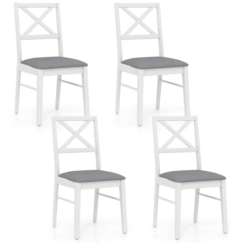 Gymax Dining Chairs Set of 4 Upholstered Kitchen Side Chairs w/ Rubber