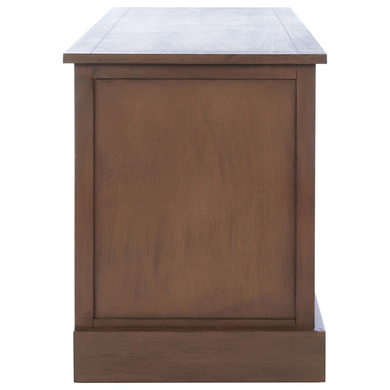 Storage Bench 3 Wicker Basket Drawers Open Shelf Wood Frame Sand Black Brown White