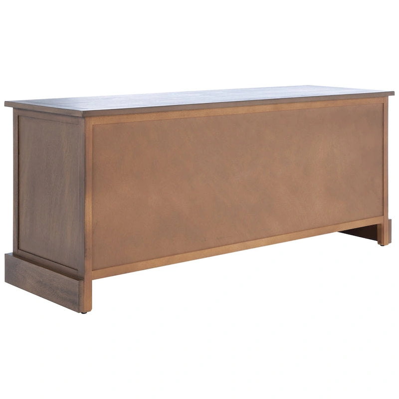 Storage Bench 3 Wicker Basket Drawers Open Shelf Wood Frame Sand Black Brown White
