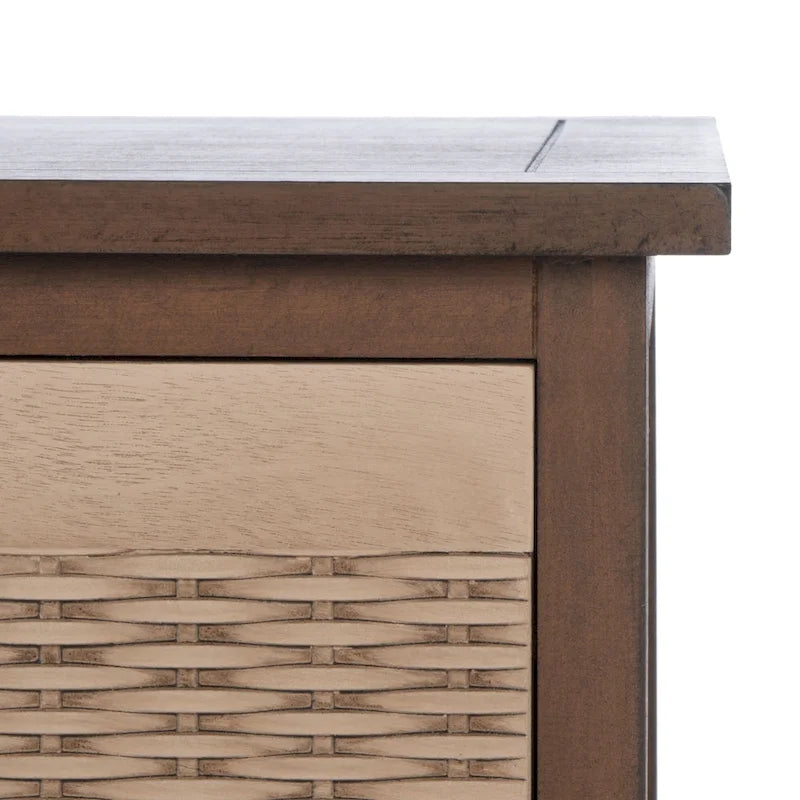 Storage Bench 3 Wicker Basket Drawers Open Shelf Wood Frame Sand Black Brown White