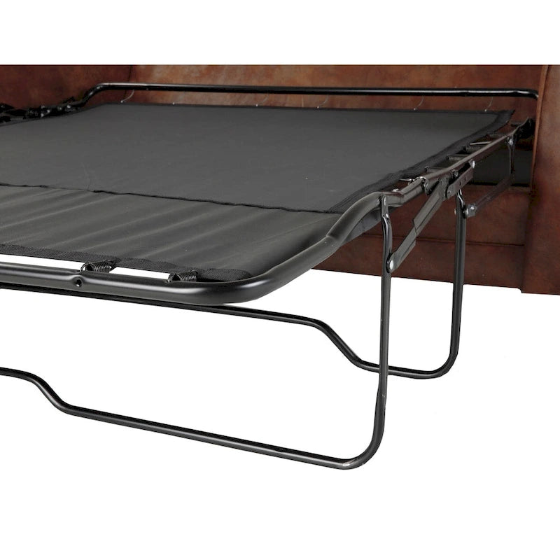 Rustieke slaapbank in lodge-stijl met zuidwestelijke print, opgerolde armleuningen, nagelkoprand, queensize matras, bruin