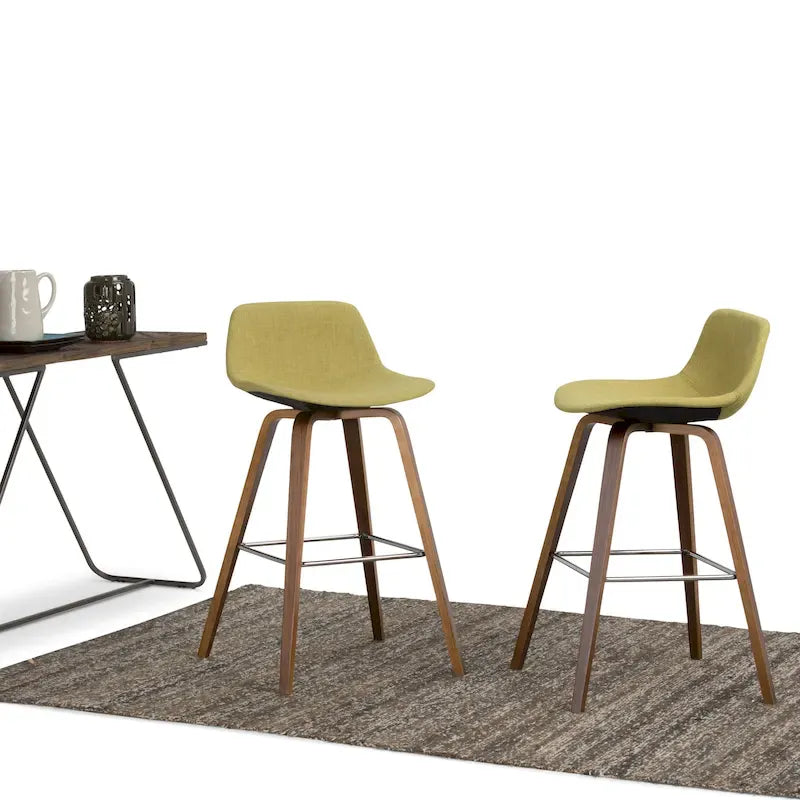 Mid-Century Modern Counter Height Stool Bentwood Legs Chrome Footrest Set of 2