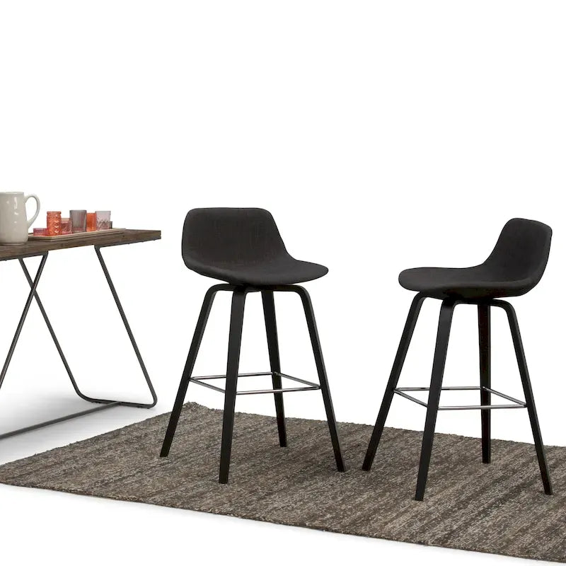 Mid-Century Modern Counter Height Stool Bentwood Legs Chrome Footrest Set of 2
