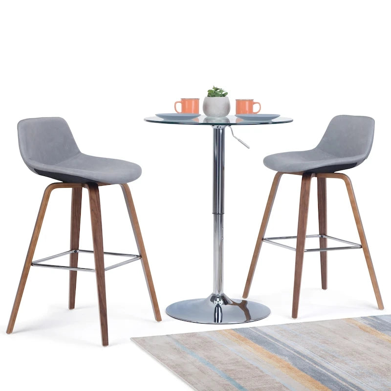 Mid-Century Modern Counter Height Stool Bentwood Legs Chrome Footrest Set of 2