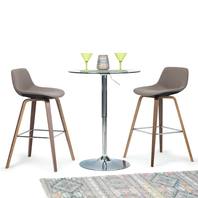 Mid-Century Modern Counter Height Stool Bentwood Legs Chrome Footrest Set of 2