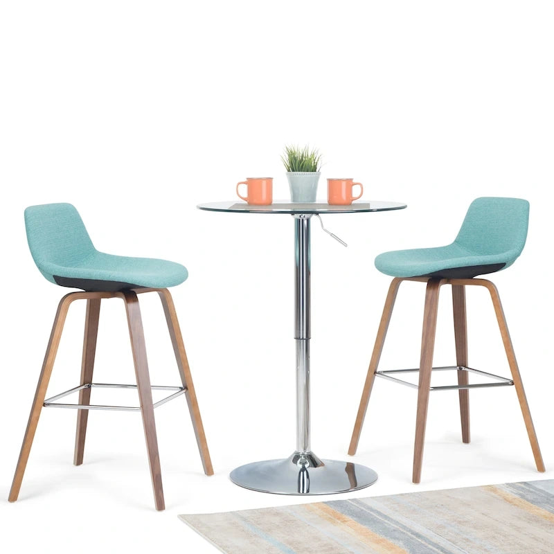 Mid-Century Modern Counter Height Stool Bentwood Legs Chrome Footrest Set of 2