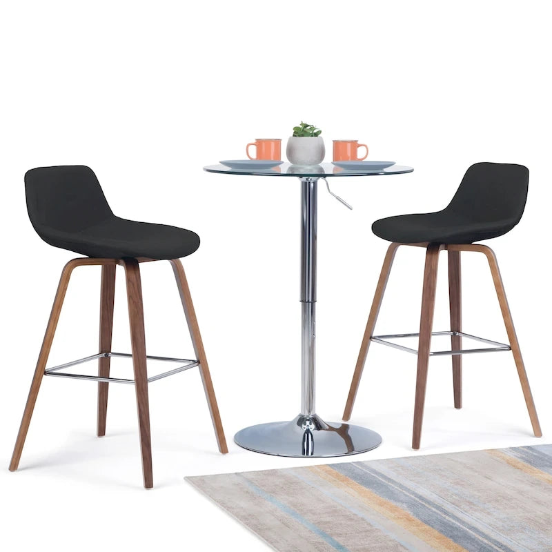 Mid-Century Modern Counter Height Stool Bentwood Legs Chrome Footrest Set of 2