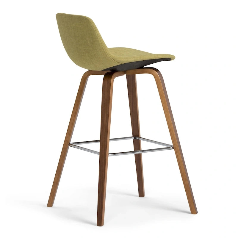 Mid-Century Modern Counter Height Stool Bentwood Legs Chrome Footrest Set of 2