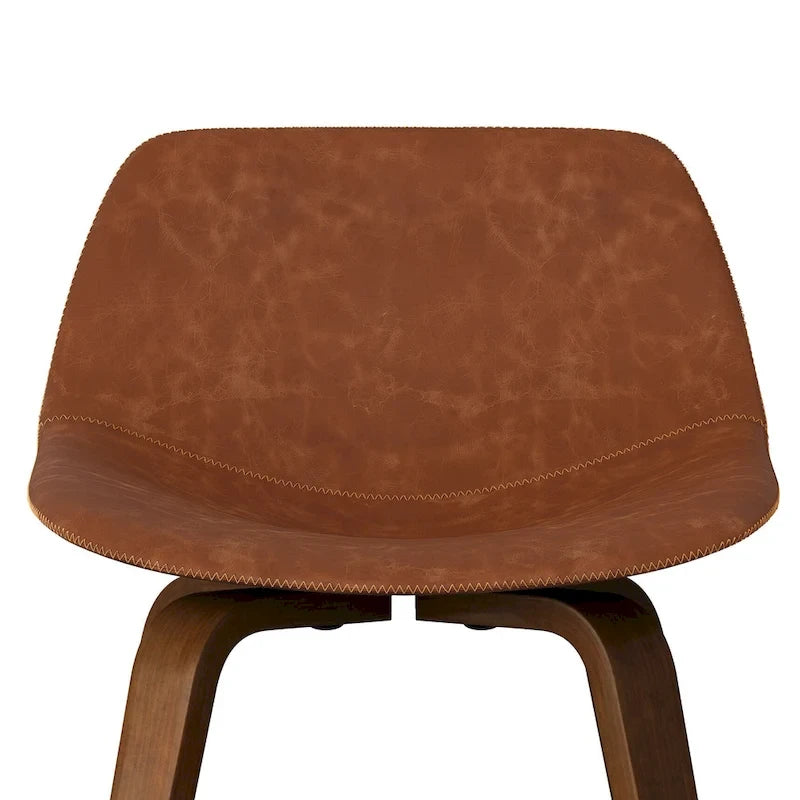 Stołek barowy mid-century modern do blatu, gięte nogi z drewna, chromowany podnóżek, zestaw 2 szt.