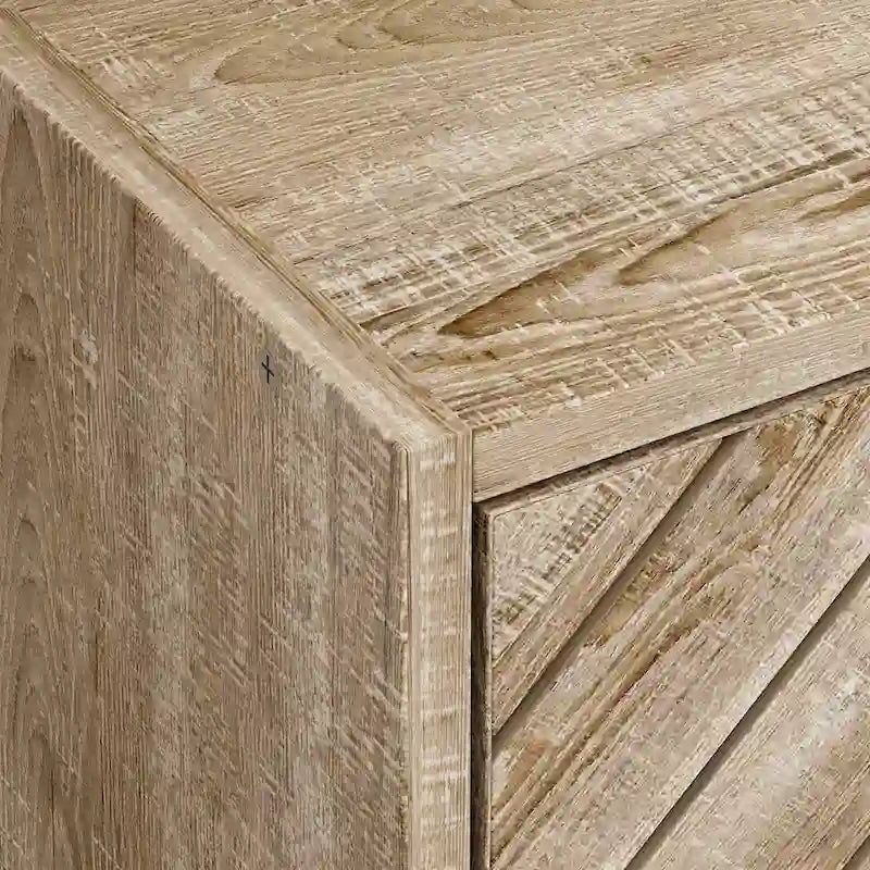 3-Tier Flip Door Shoe Cabinet Chevron Panel 12-15 Pairs Particle Board Grey Oak