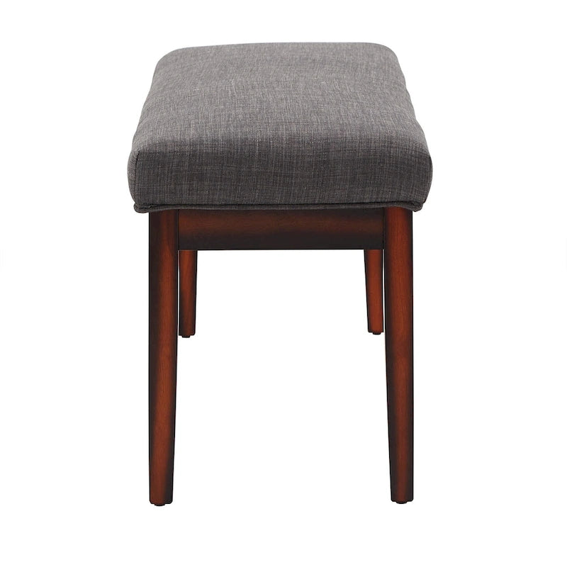Panca senza schienale rivestita in lino, struttura in legno di caucciù color espresso, 52W, da pranzo, ingresso, camera da letto