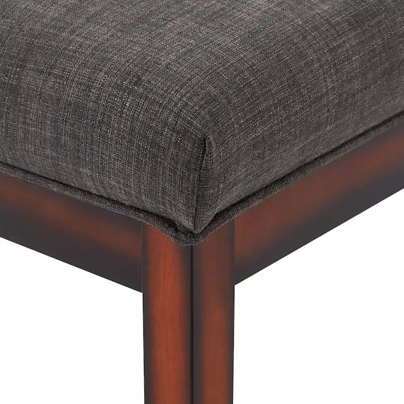 Panca senza schienale rivestita in lino, struttura in legno di caucciù color espresso, 52W, da pranzo, ingresso, camera da letto