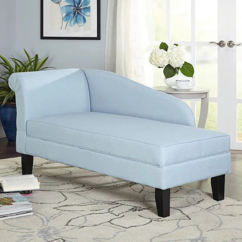 Chaiselongue mit Stauraum, Baumwollbezug, gerollte Armlehne, Hartholzgestell, Beige, Blau, Grau, Orange, Bordeauxrot