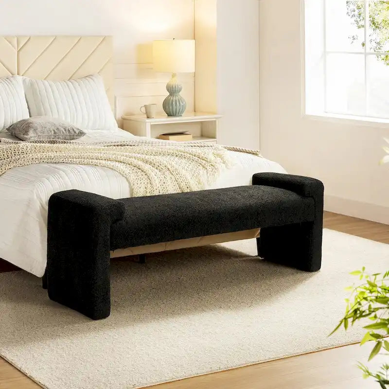 Bauhaus Upholstered Bedroom Bench Outrigger Design Polyester 250 lb Grey Black Sage Yellow Ivory