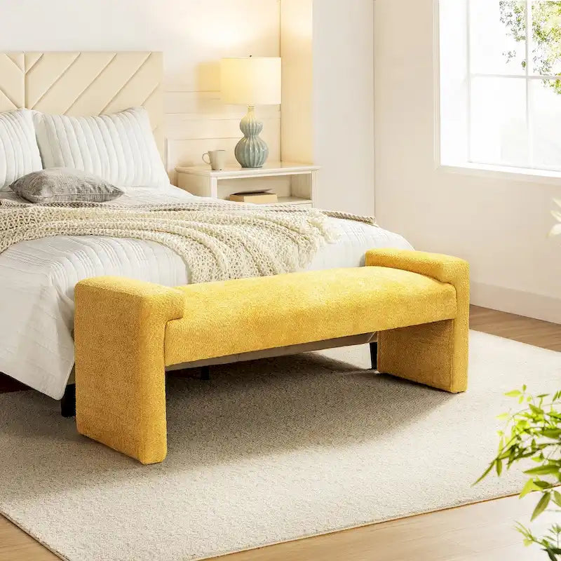 Bauhaus Upholstered Bedroom Bench Outrigger Design Polyester 250 lb Grey Black Sage Yellow Ivory