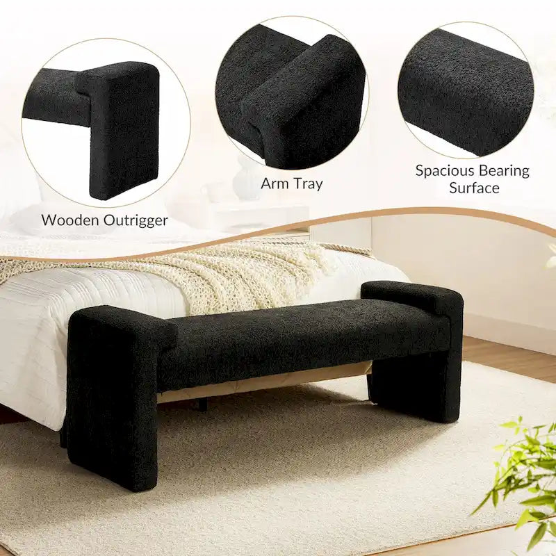 Bauhaus Upholstered Bedroom Bench Outrigger Design Polyester 250 lb Grey Black Sage Yellow Ivory