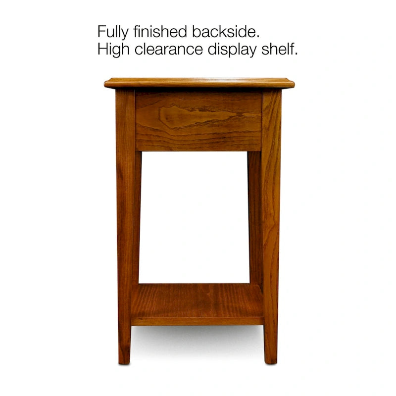Square End Table Single Drawer Bottom Shelf Solid Hardwood Medium Oak White