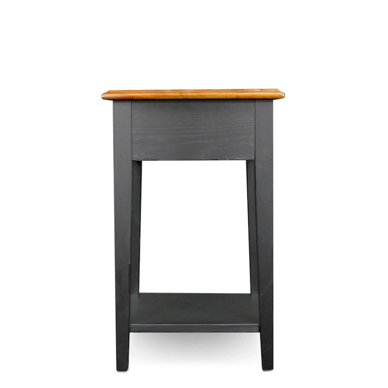Square End Table Single Drawer Bottom Shelf Solid Hardwood Medium Oak White