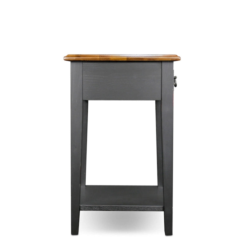 Square End Table Single Drawer Bottom Shelf Solid Hardwood Medium Oak White