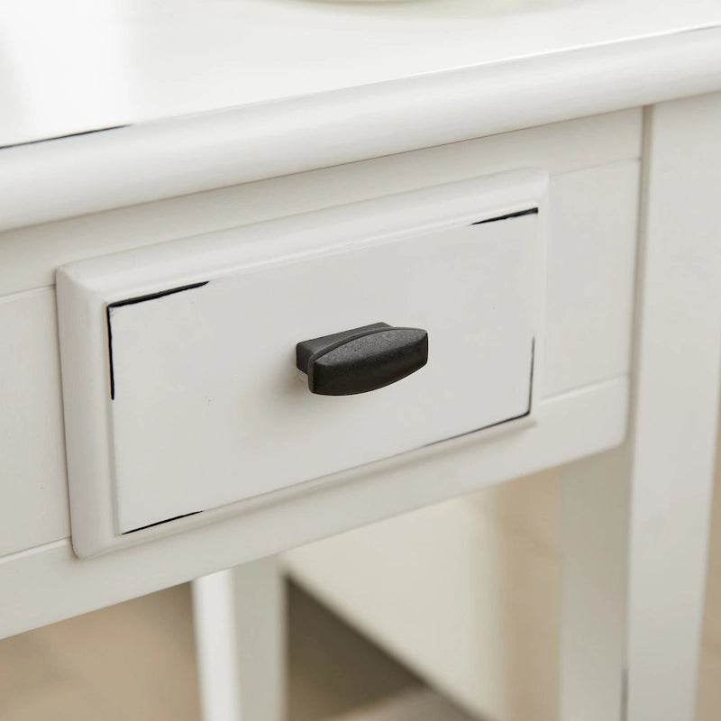 Square End Table Single Drawer Bottom Shelf Solid Hardwood Medium Oak White