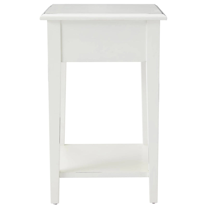 Square End Table Single Drawer Bottom Shelf Solid Hardwood Medium Oak White
