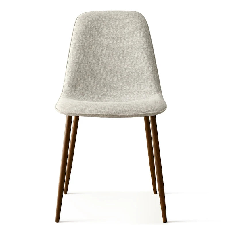 Gepolsterter Esszimmerstuhl im Mid-Century-Stil, geschlossene Rückenlehne, Walnussholzbeine, 4er-Set, Grün, Grau, Beige