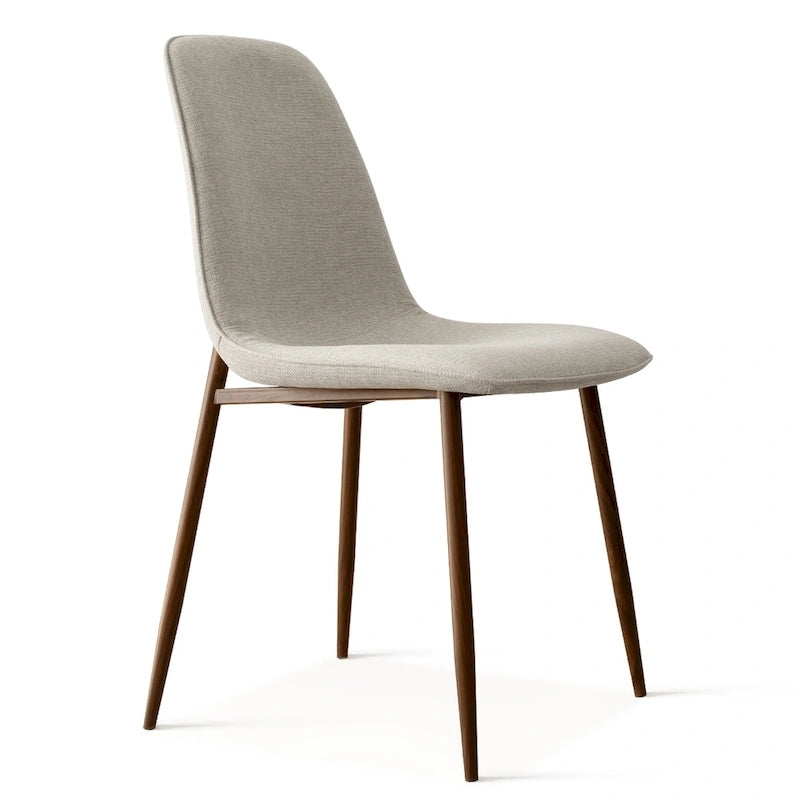 Gepolsterter Esszimmerstuhl im Mid-Century-Stil, geschlossene Rückenlehne, Walnussholzbeine, 4er-Set, Grün, Grau, Beige