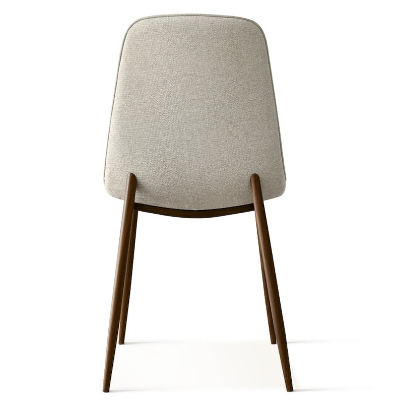 Gepolsterter Esszimmerstuhl im Mid-Century-Stil, geschlossene Rückenlehne, Walnussholzbeine, 4er-Set, Grün, Grau, Beige