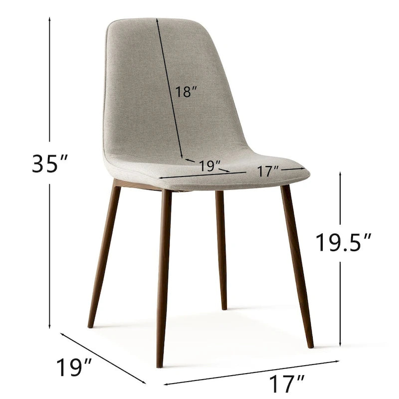 Gepolsterter Esszimmerstuhl im Mid-Century-Stil, geschlossene Rückenlehne, Walnussholzbeine, 4er-Set, Grün, Grau, Beige