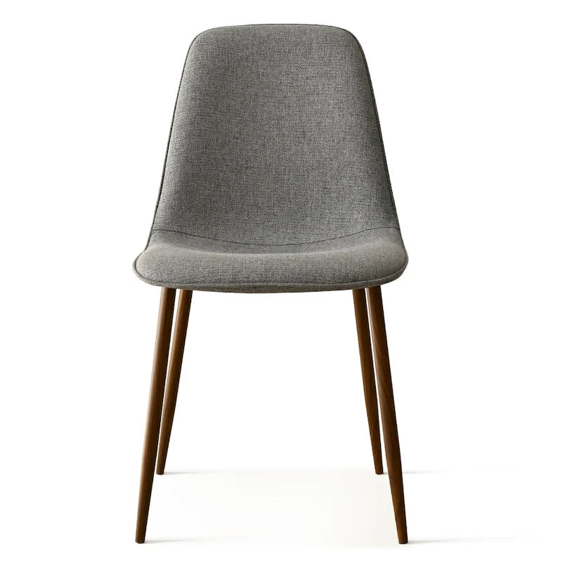 Gepolsterter Esszimmerstuhl im Mid-Century-Stil, geschlossene Rückenlehne, Walnussholzbeine, 4er-Set, Grün, Grau, Beige