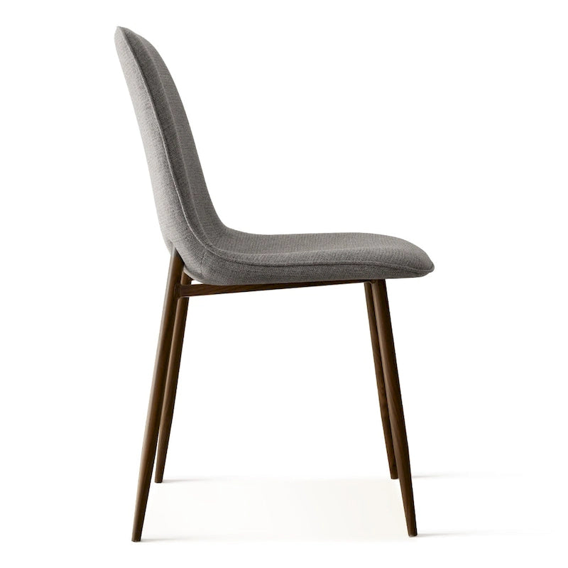 Gepolsterter Esszimmerstuhl im Mid-Century-Stil, geschlossene Rückenlehne, Walnussholzbeine, 4er-Set, Grün, Grau, Beige