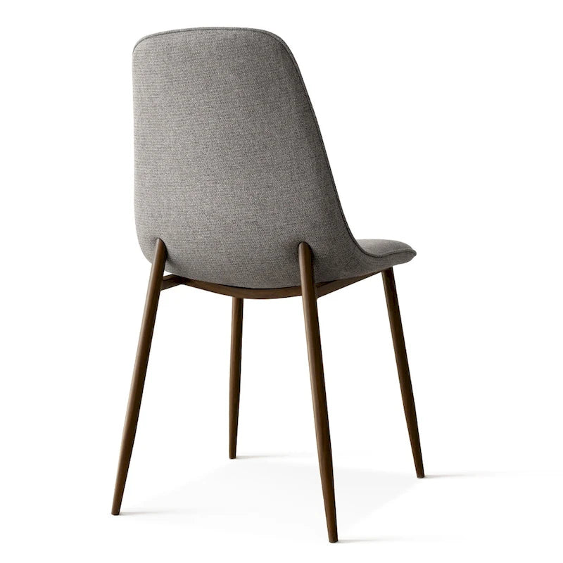 Gepolsterter Esszimmerstuhl im Mid-Century-Stil, geschlossene Rückenlehne, Walnussholzbeine, 4er-Set, Grün, Grau, Beige