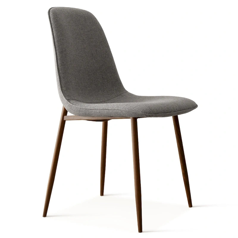 Gepolsterter Esszimmerstuhl im Mid-Century-Stil, geschlossene Rückenlehne, Walnussholzbeine, 4er-Set, Grün, Grau, Beige