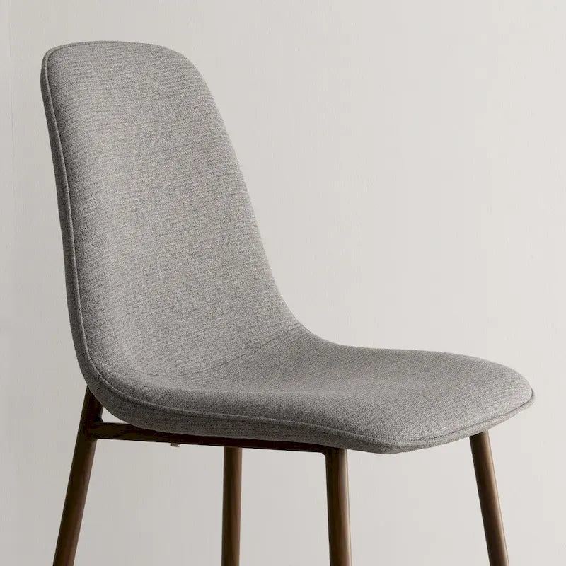 Gepolsterter Esszimmerstuhl im Mid-Century-Stil, geschlossene Rückenlehne, Walnussholzbeine, 4er-Set, Grün, Grau, Beige