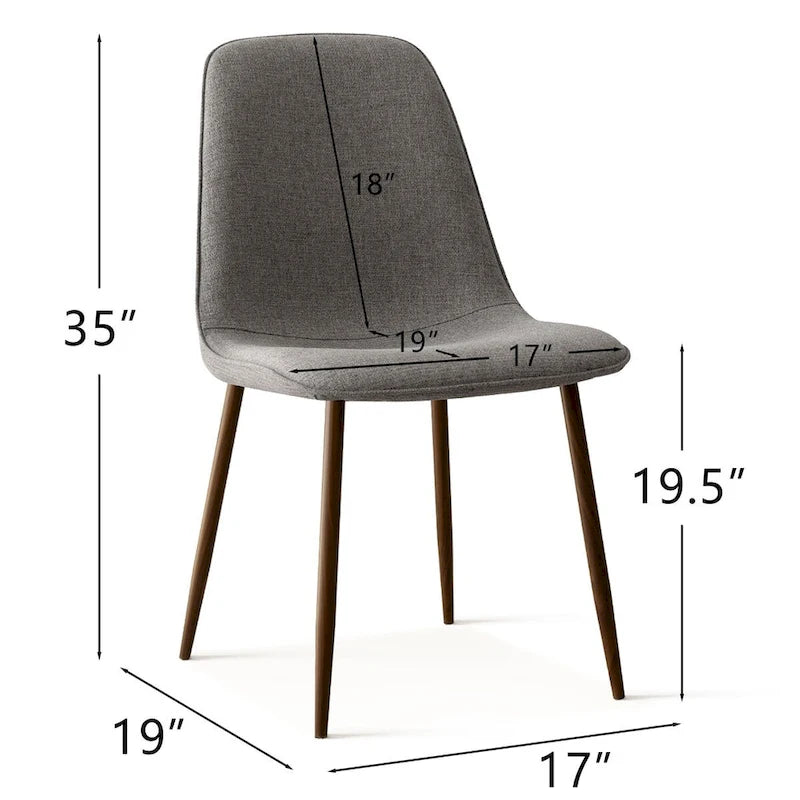 Gepolsterter Esszimmerstuhl im Mid-Century-Stil, geschlossene Rückenlehne, Walnussholzbeine, 4er-Set, Grün, Grau, Beige