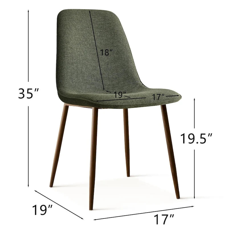 Gepolsterter Esszimmerstuhl im Mid-Century-Stil, geschlossene Rückenlehne, Walnussholzbeine, 4er-Set, Grün, Grau, Beige