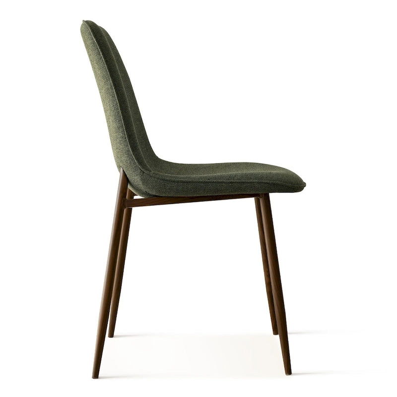 Gepolsterter Esszimmerstuhl im Mid-Century-Stil, geschlossene Rückenlehne, Walnussholzbeine, 4er-Set, Grün, Grau, Beige