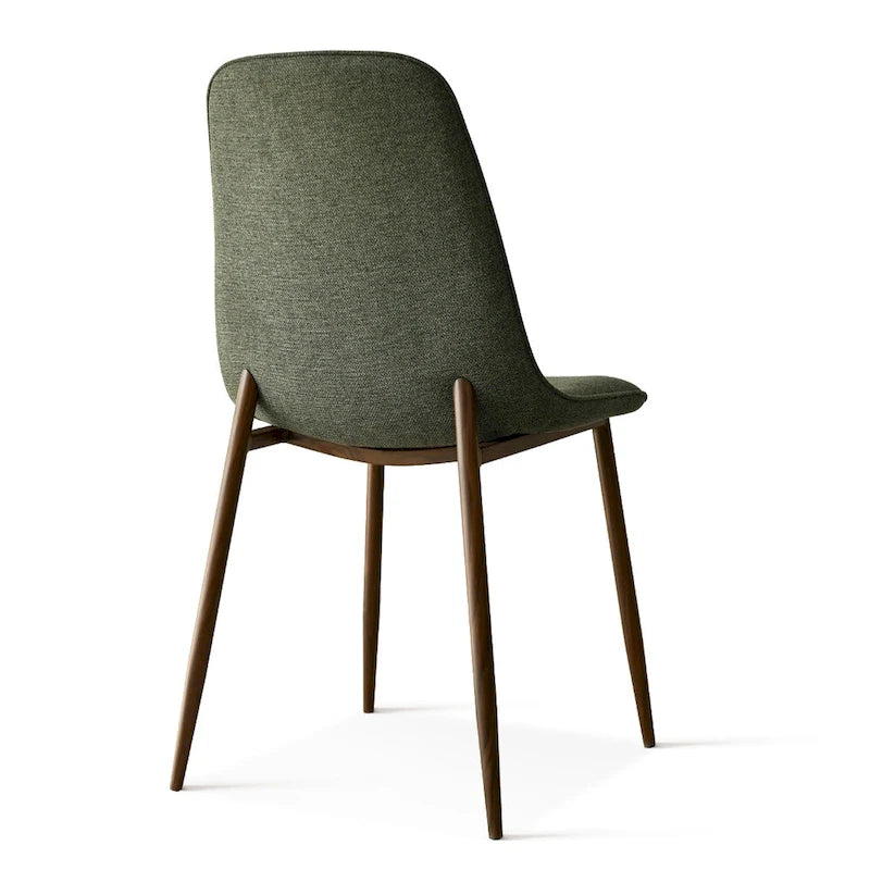 Gepolsterter Esszimmerstuhl im Mid-Century-Stil, geschlossene Rückenlehne, Walnussholzbeine, 4er-Set, Grün, Grau, Beige