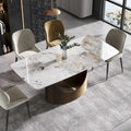 71-Inch Rectangular Sintered Stone Dining Table Seats 8 Modern Metal Base