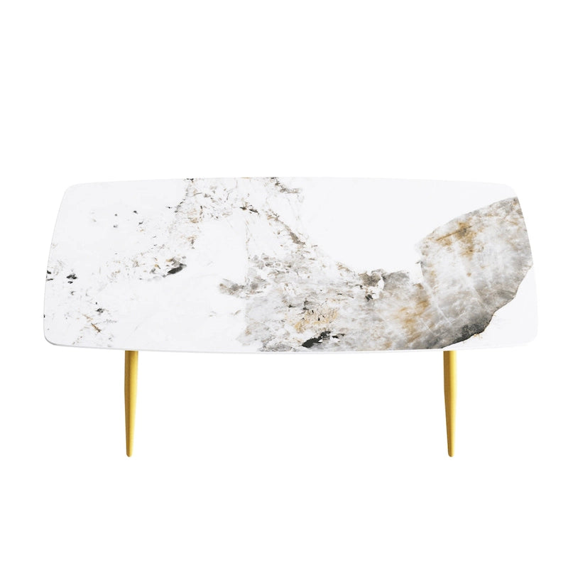 71-Inch Rectangular Sintered Stone Dining Table Seats 8 Modern Metal Base