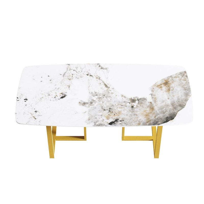 71-Inch Rectangular Sintered Stone Dining Table Seats 8 Modern Metal Base
