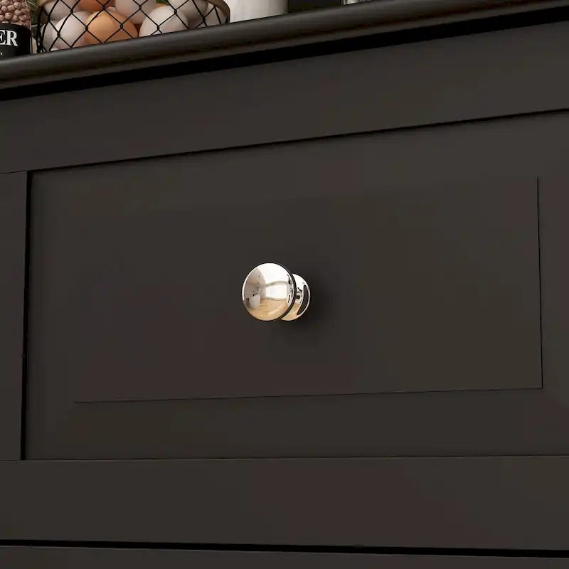 Küchenvorratsschrank und Buffetschrank mit Aufsatz, Weinregal und Glastüren, 78.9 in., Weiß, Schwarz