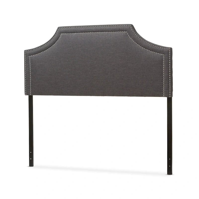 Upholstered Headboard Double Nailhead Trim Curved Profile Adjustable Height Full Queen King