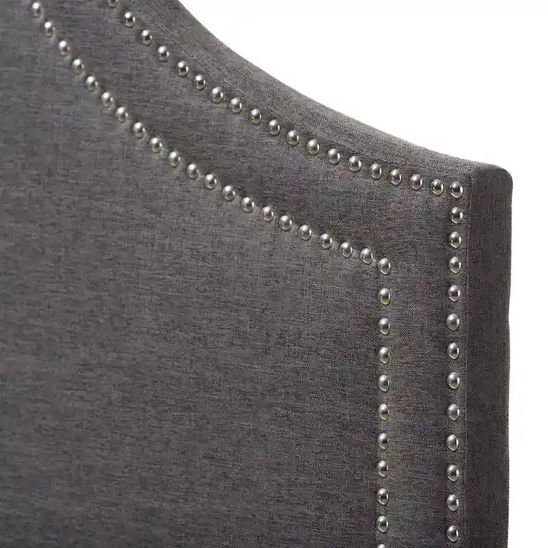 Upholstered Headboard Double Nailhead Trim Curved Profile Adjustable Height Full Queen King