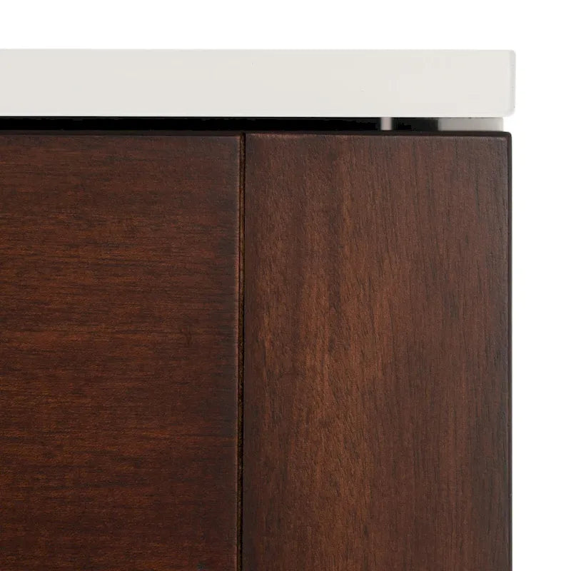 Cassettiera doppia a 6 cassetti, noce, struttura bianca, gambe dorate, moderna di metà secolo, camera da letto